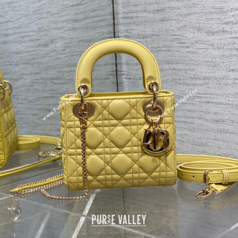 Dior Mini Lady Dior Bag in Yellow Cannage Lambskin 2024 (XXG-24070307)