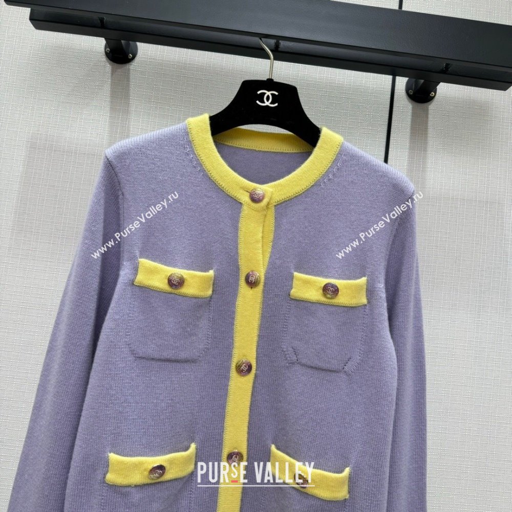 Chanel Cashmere Cardigan CH113018 Purple 2023 (Q-23113018)