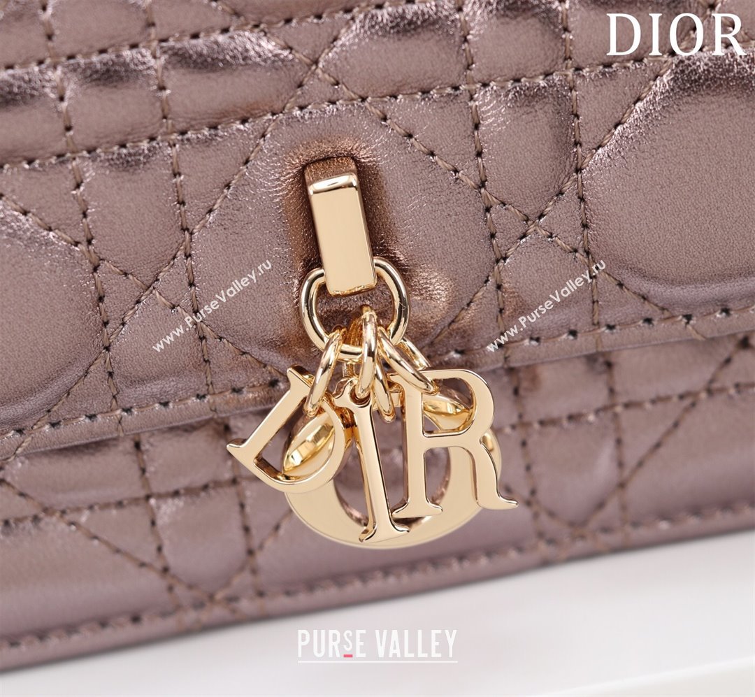 Dior My Dior Mini Bag in Cannage Metalic Lambskin 0980 Grey 2024 (DMZ-24050704)