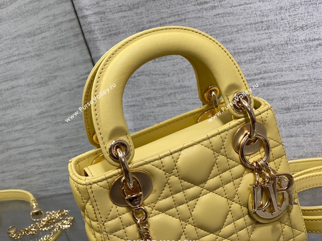 Dior Mini Lady Dior Bag in Yellow Cannage Lambskin 2024 (XXG-24070307)