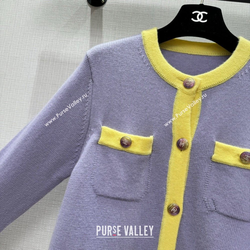 Chanel Cashmere Cardigan CH113018 Purple 2023 (Q-23113018)