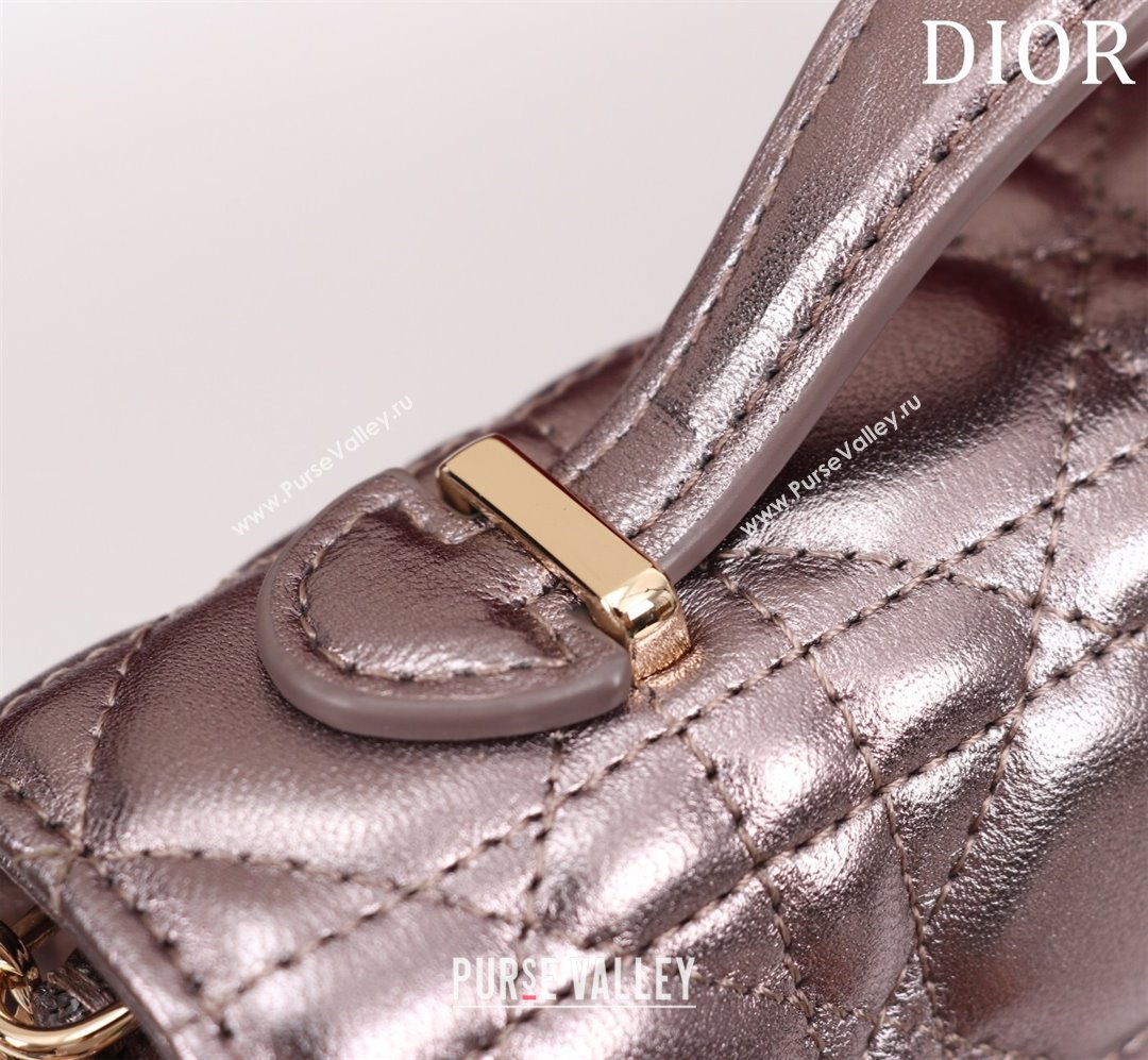 Dior My Dior Mini Bag in Cannage Metalic Lambskin 0980 Grey 2024 (DMZ-24050704)