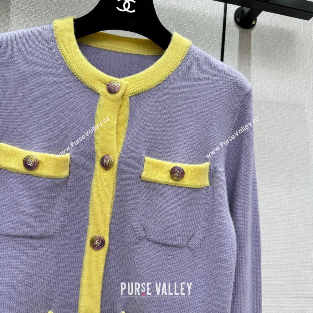 Chanel Cashmere Cardigan CH113018 Purple 2023 (Q-23113018)