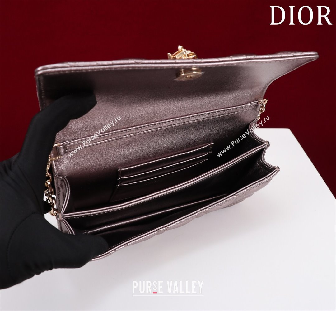 Dior My Dior Mini Bag in Cannage Metalic Lambskin 0980 Grey 2024 (DMZ-24050704)