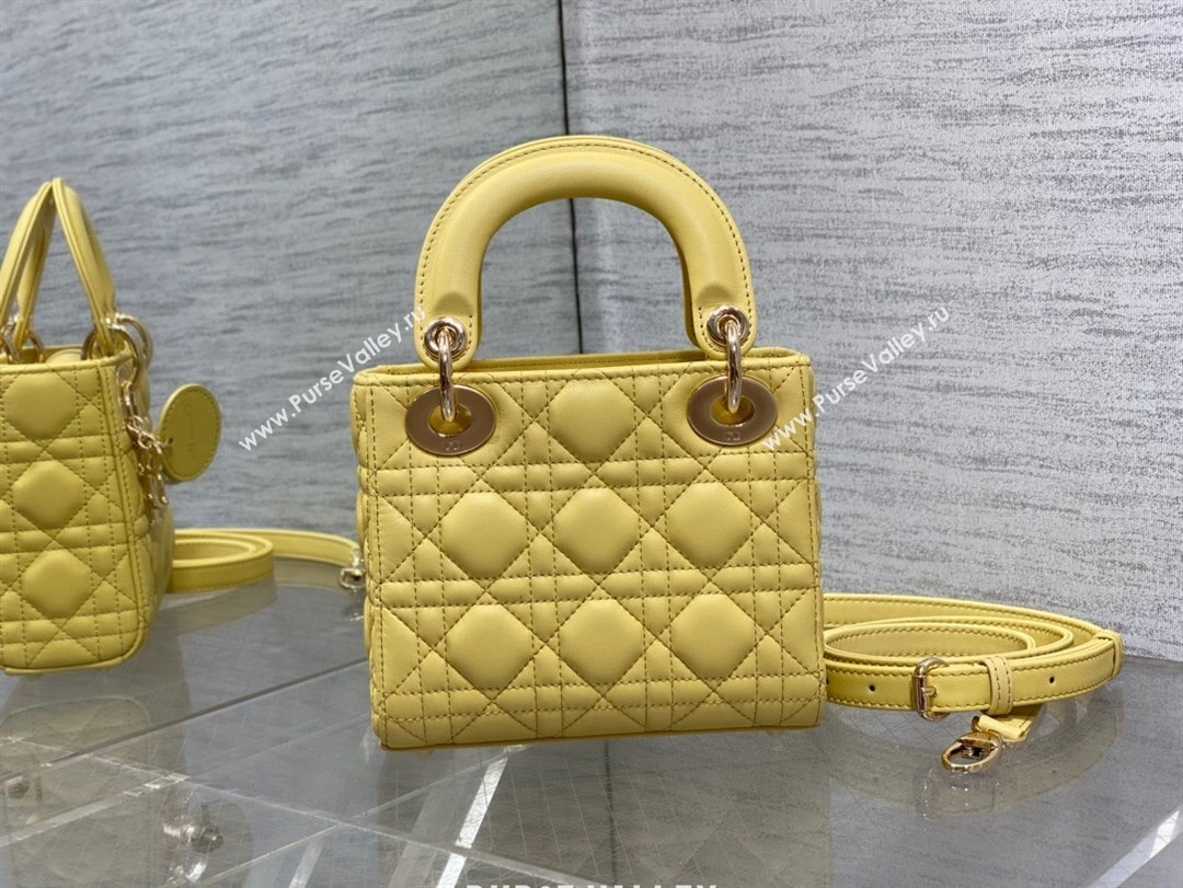 Dior Mini Lady Dior Bag in Yellow Cannage Lambskin 2024 (XXG-24070307)