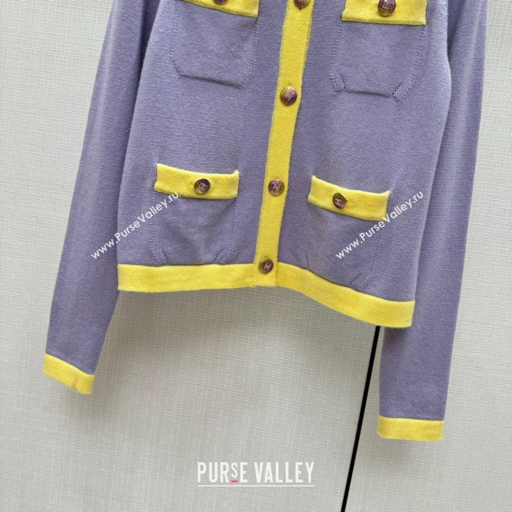 Chanel Cashmere Cardigan CH113018 Purple 2023 (Q-23113018)