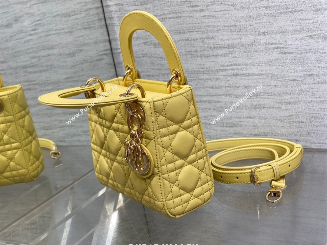 Dior Mini Lady Dior Bag in Yellow Cannage Lambskin 2024 (XXG-24070307)