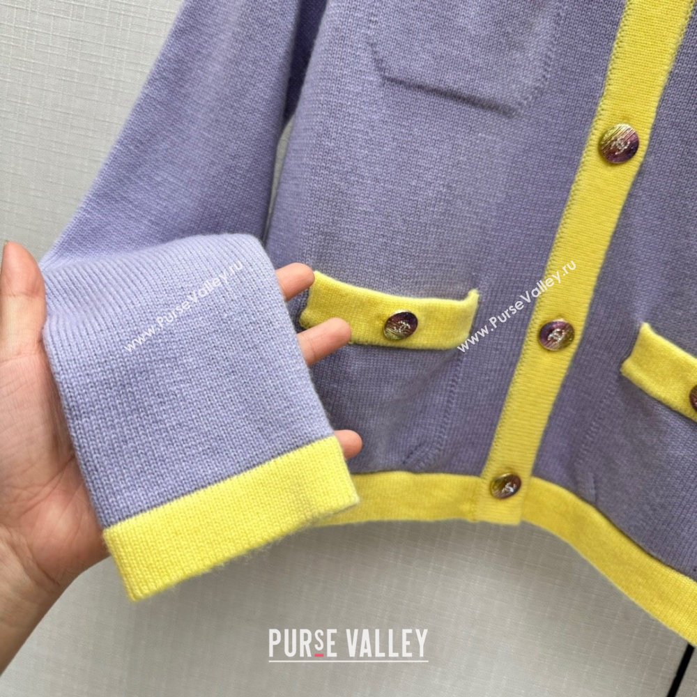 Chanel Cashmere Cardigan CH113018 Purple 2023 (Q-23113018)