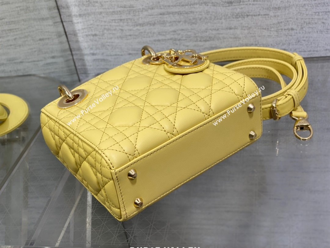 Dior Mini Lady Dior Bag in Yellow Cannage Lambskin 2024 (XXG-24070307)