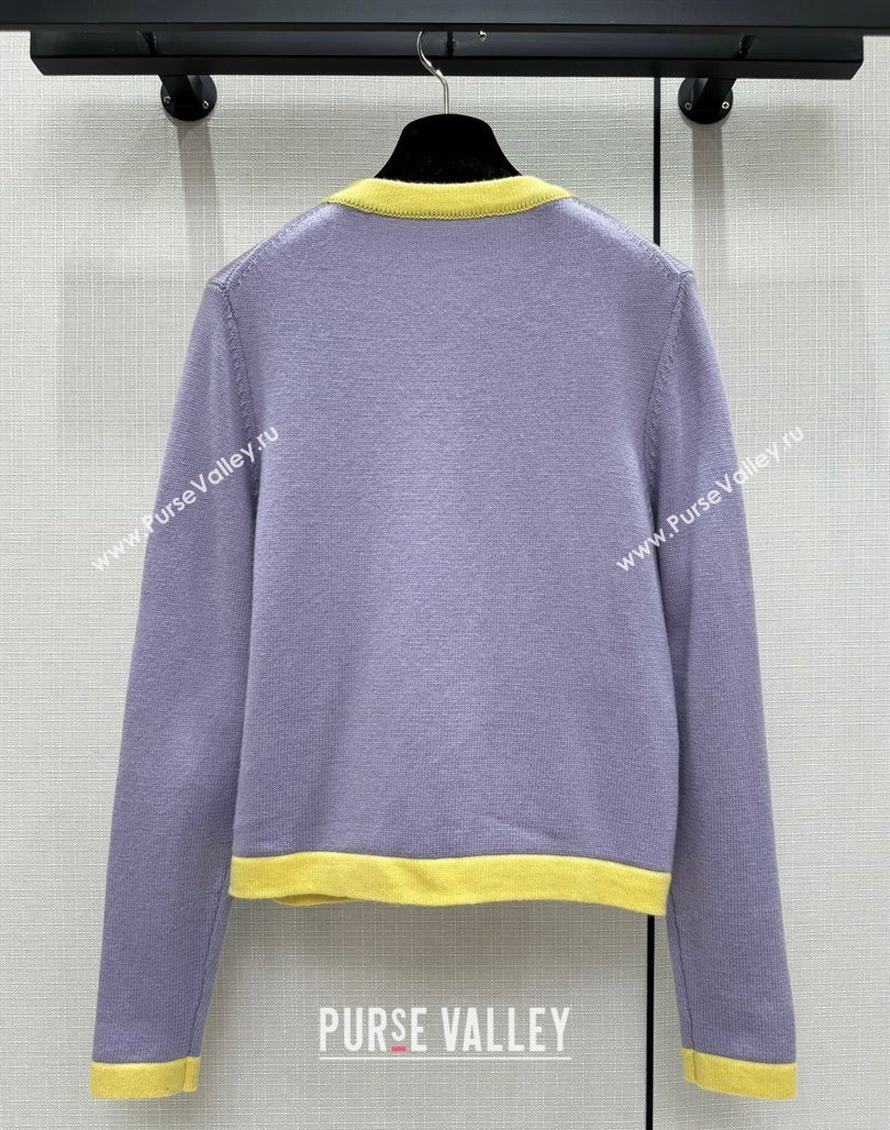 Chanel Cashmere Cardigan CH113018 Purple 2023 (Q-23113018)