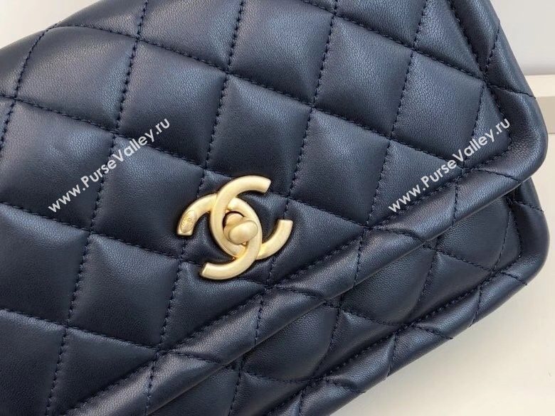 Chanel Quilted Lambskin Medium Flap Bag with Metal Button AS2055 Navy Blue 2020 TOP (SMJD-20112314)