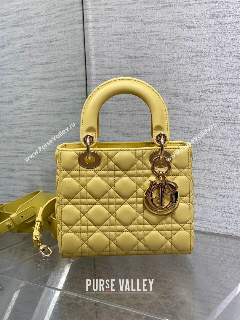 Dior Small Lady My ABCDior Bag in Yellow Cannage Lambskin 2024 (XXG-24070308)