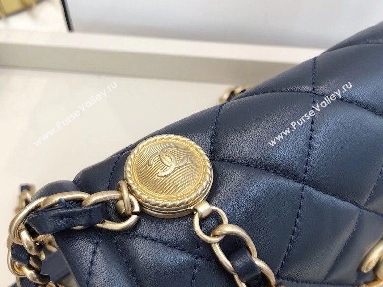 Chanel Quilted Lambskin Medium Flap Bag with Metal Button AS2055 Navy Blue 2020 TOP (SMJD-20112314)