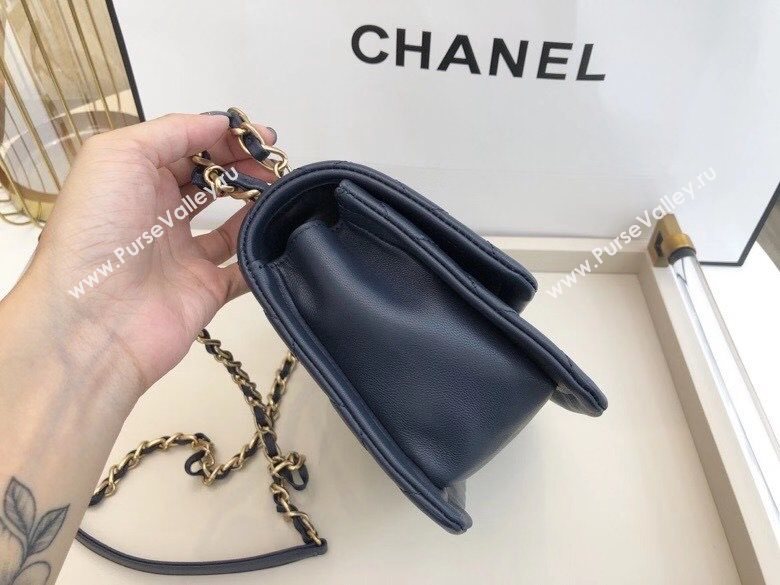 Chanel Quilted Lambskin Medium Flap Bag with Metal Button AS2055 Navy Blue 2020 TOP (SMJD-20112314)