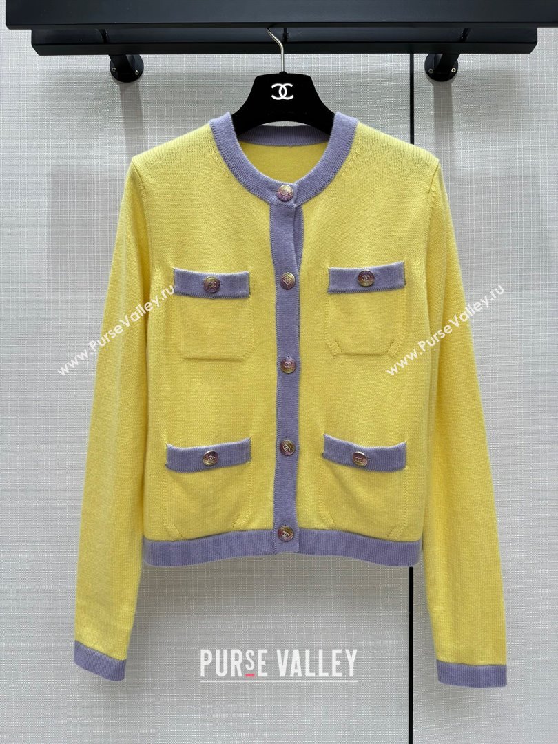 Chanel Cashmere Cardigan CH113020 Yellow 2023 (Q-23113020)