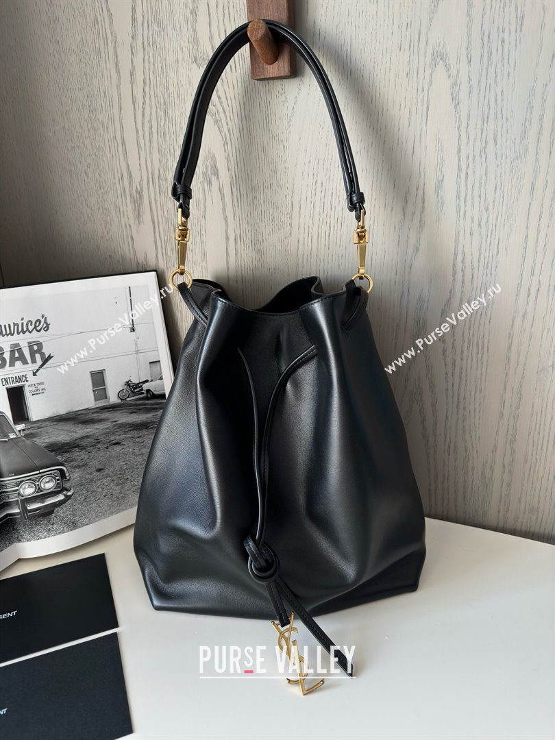 Saint Laurent Paris Vii Pochon Bucket Bag in Black Lambskin 804302 2025 Top Quality (HONGS-25022705)
