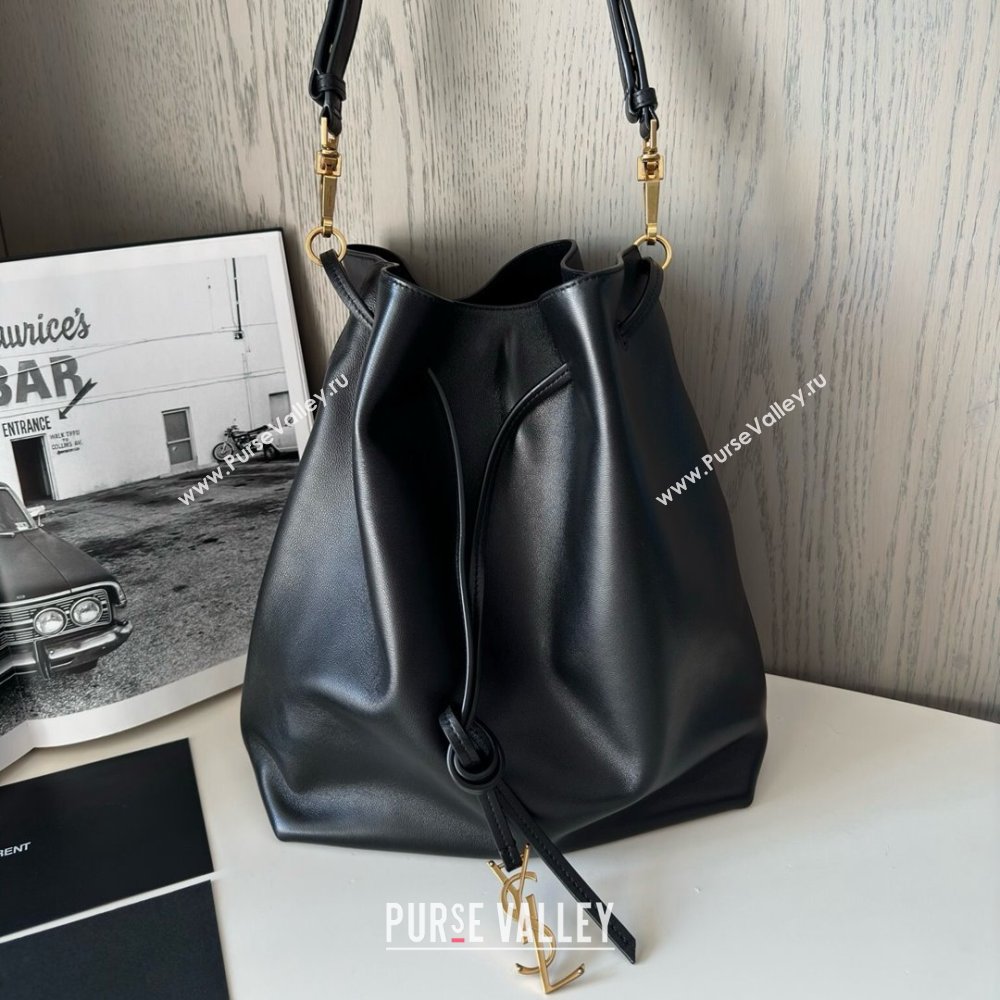 Saint Laurent Paris Vii Pochon Bucket Bag in Black Lambskin 804302 2025 Top Quality (HONGS-25022705)