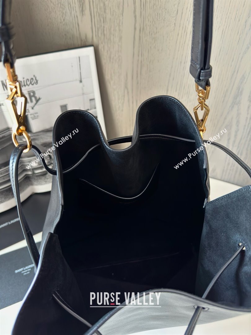 Saint Laurent Paris Vii Pochon Bucket Bag in Black Lambskin 804302 2025 Top Quality (HONGS-25022705)