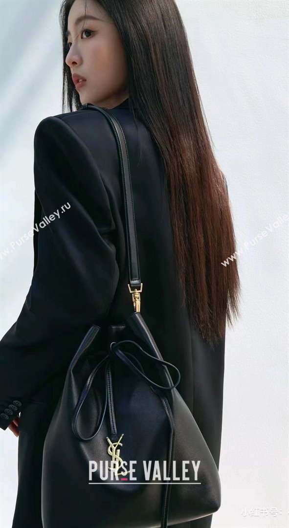 Saint Laurent Paris Vii Pochon Bucket Bag in Black Lambskin 804302 2025 Top Quality (HONGS-25022705)