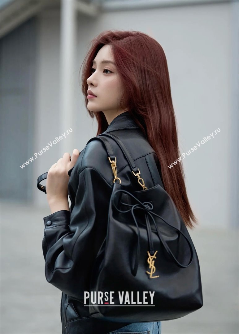 Saint Laurent Paris Vii Pochon Bucket Bag in Black Lambskin 804302 2025 Top Quality (HONGS-25022705)
