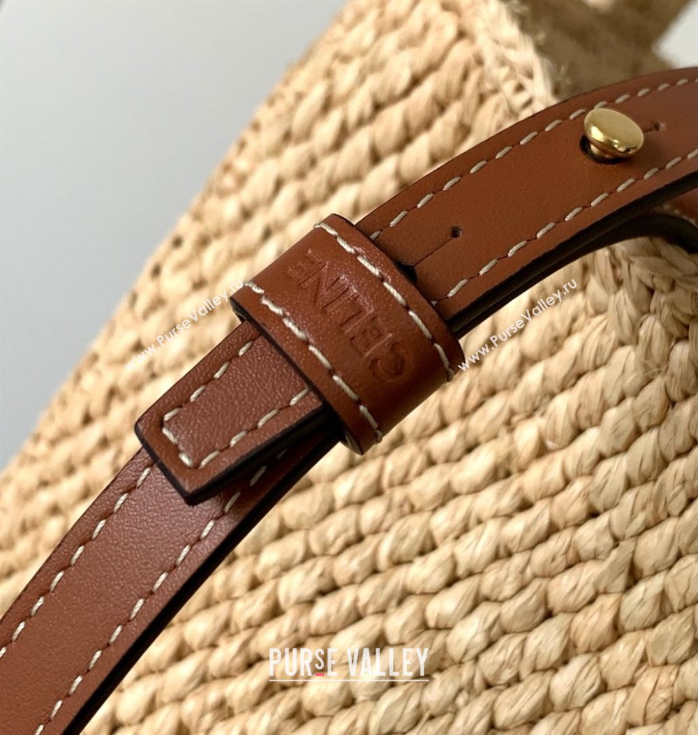 Celine Small Cabas Thais in Raffia and Calfskin 199162 Brown 2025 (BPP-25022604)