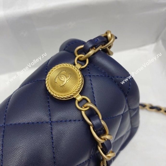 Chanel Quilted Lambskin Large Flap Bag with Metal Button AS2056 Navy Blue 2020 TOP (SMJD-20112321)