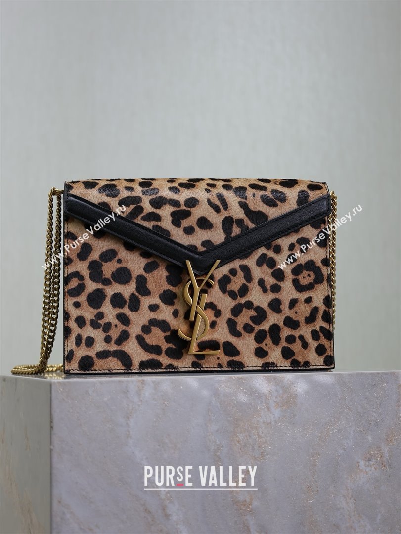 Saint Laurent Cassandra Monogram Clasp Bag in Pony Hair Leather 532750 Leopard 2025 (MHUI-25022115)