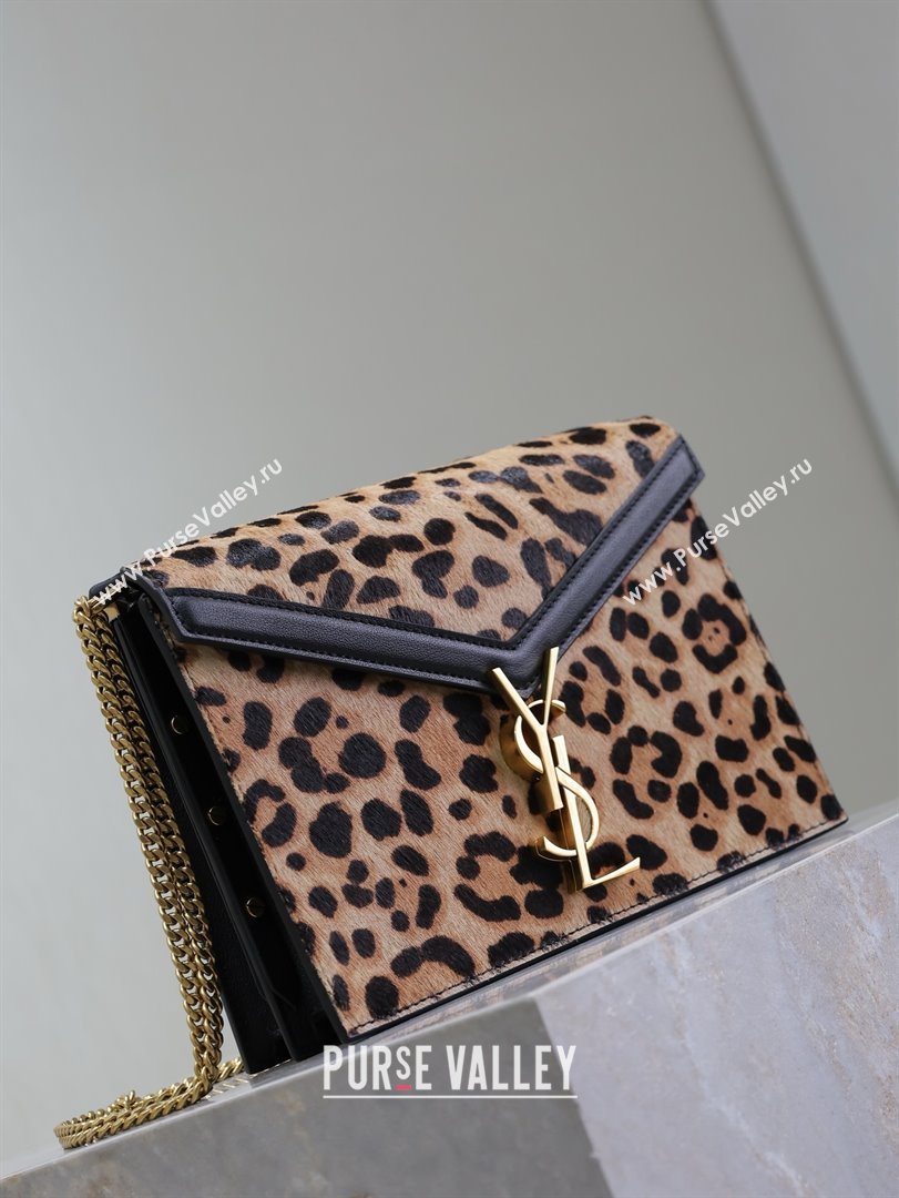 Saint Laurent Cassandra Monogram Clasp Bag in Pony Hair Leather 532750 Leopard 2025 (MHUI-25022115)