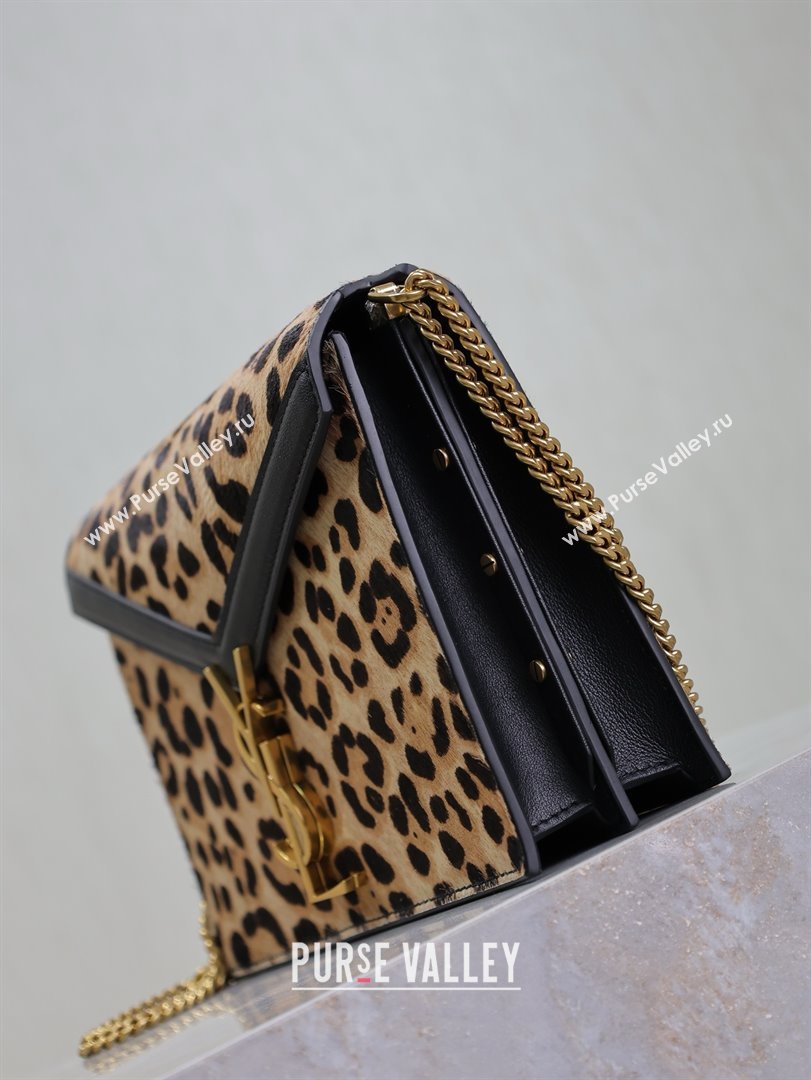 Saint Laurent Cassandra Monogram Clasp Bag in Pony Hair Leather 532750 Leopard 2025 (MHUI-25022115)