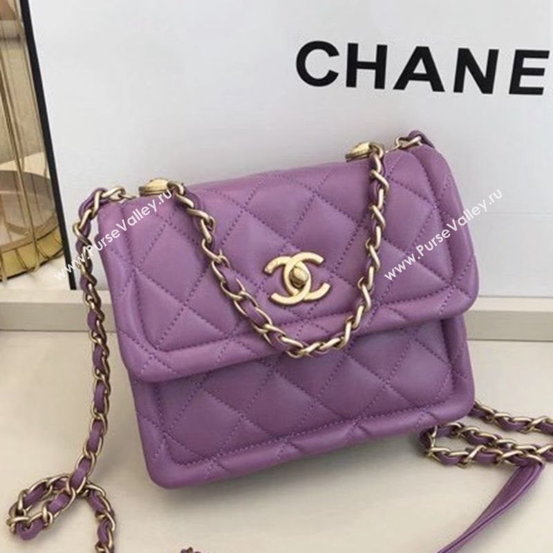 Chanel Quilted Lambskin Small Flap Bag with Metal Button AS2054 Purple 2020 TOP (SMJD-20112312)