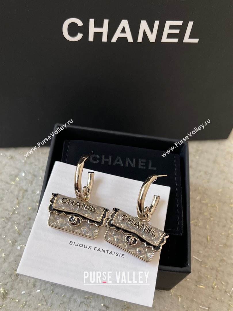 Chanel Bag Pendant Earrings CH101108 Gold/Black 2024 (YF-24101108)