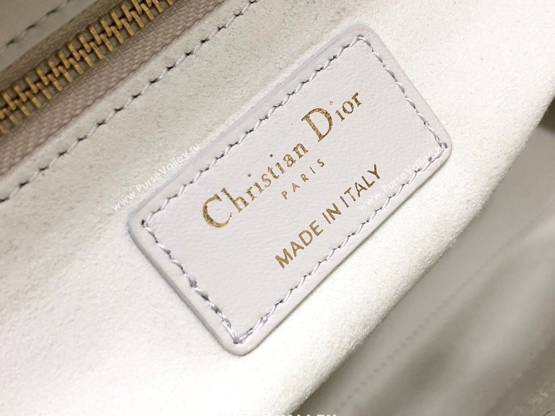 Dior Large Lady Dior Bag in Lambskin Leather M0566 White/Gold 2024 (XXG-24070309)