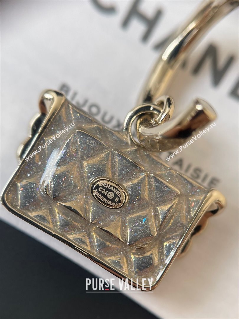 Chanel Bag Pendant Earrings CH101108 Gold/Black 2024 (YF-24101108)