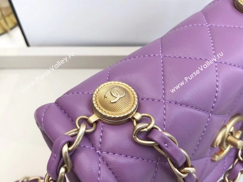 Chanel Quilted Lambskin Small Flap Bag with Metal Button AS2054 Purple 2020 TOP (SMJD-20112312)