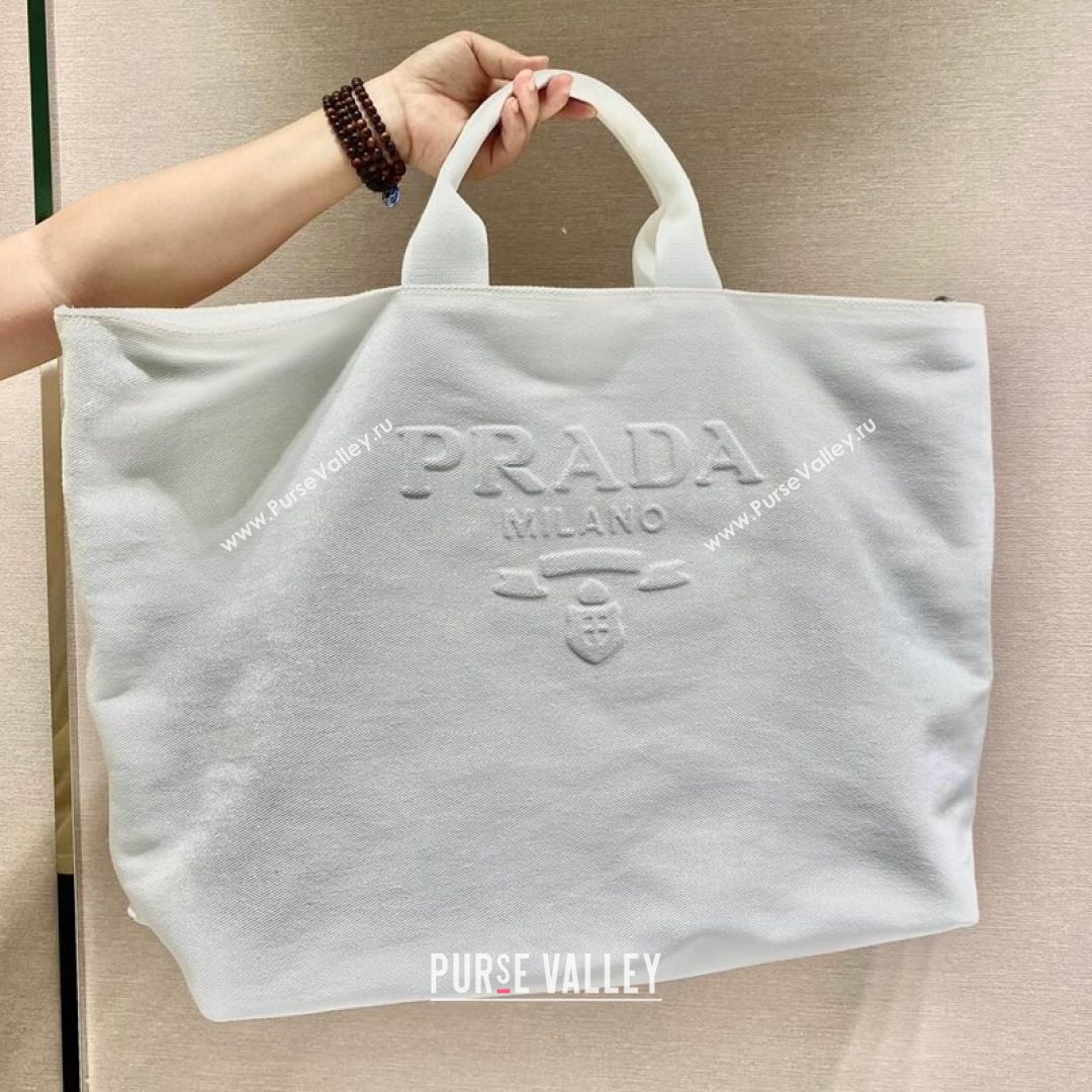 Prada Drill Fabric Tote Bag 2VG081 White 2021 (YZ-21080431)