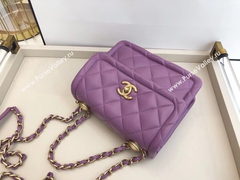 Chanel Quilted Lambskin Small Flap Bag with Metal Button AS2054 Purple 2020 TOP (SMJD-20112312)