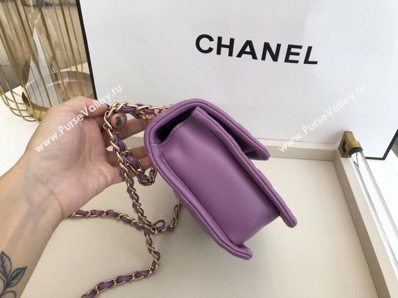 Chanel Quilted Lambskin Small Flap Bag with Metal Button AS2054 Purple 2020 TOP (SMJD-20112312)