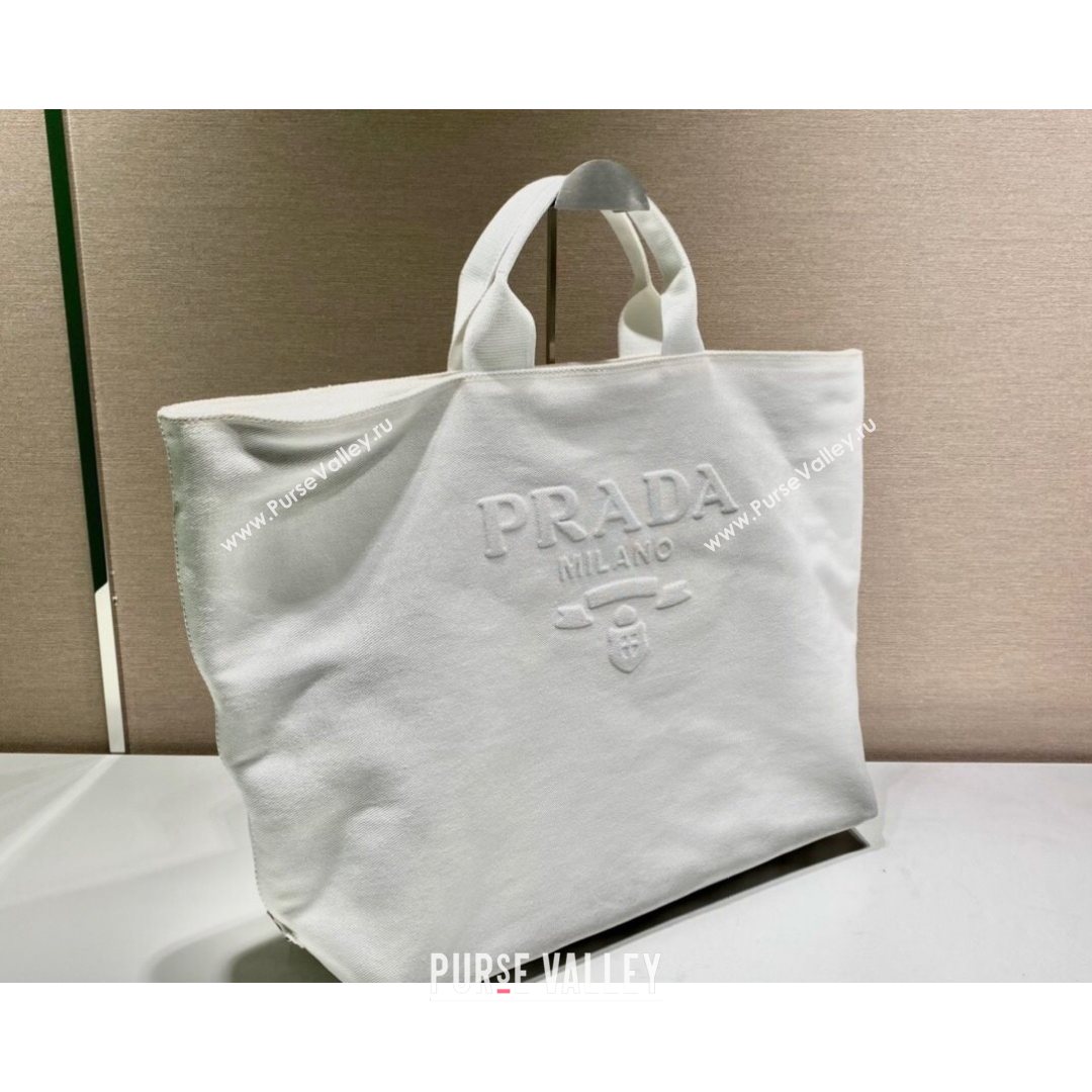 Prada Drill Fabric Tote Bag 2VG081 White 2021 (YZ-21080431)