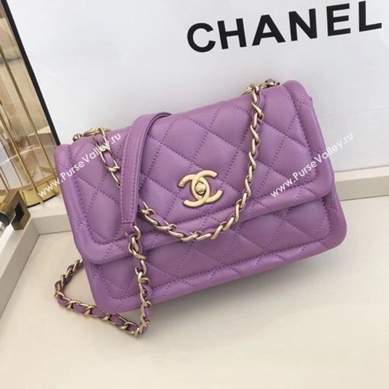 Chanel Quilted Lambskin Medium Flap Bag with Metal Button AS2055 Purple 2020 TOP (SMJD-20112317)