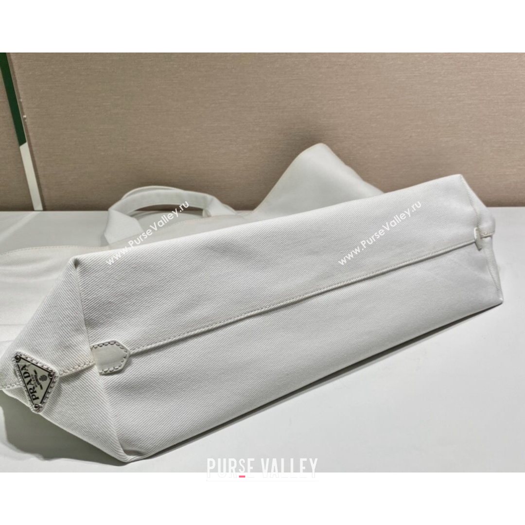 Prada Drill Fabric Tote Bag 2VG081 White 2021 (YZ-21080431)