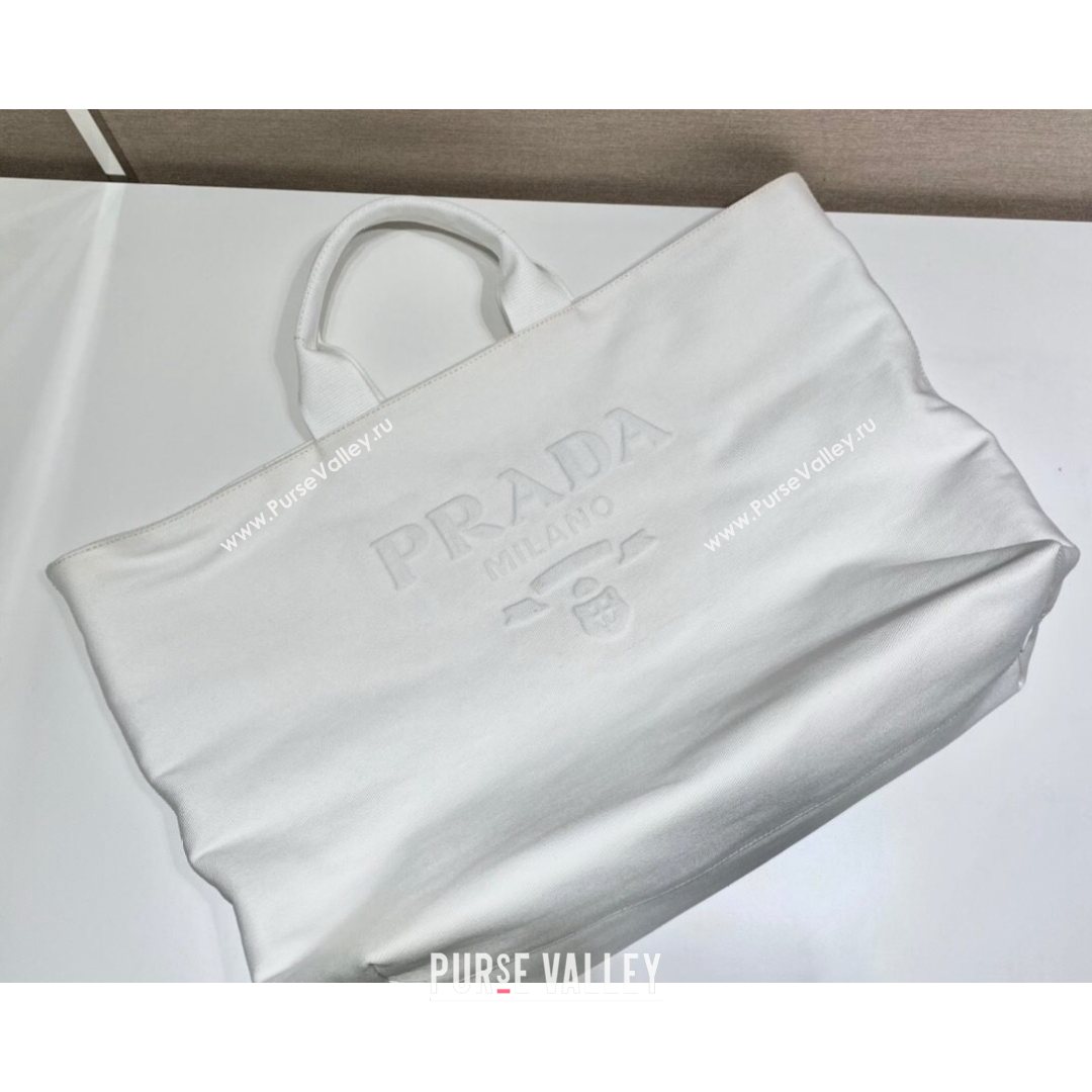 Prada Drill Fabric Tote Bag 2VG081 White 2021 (YZ-21080431)