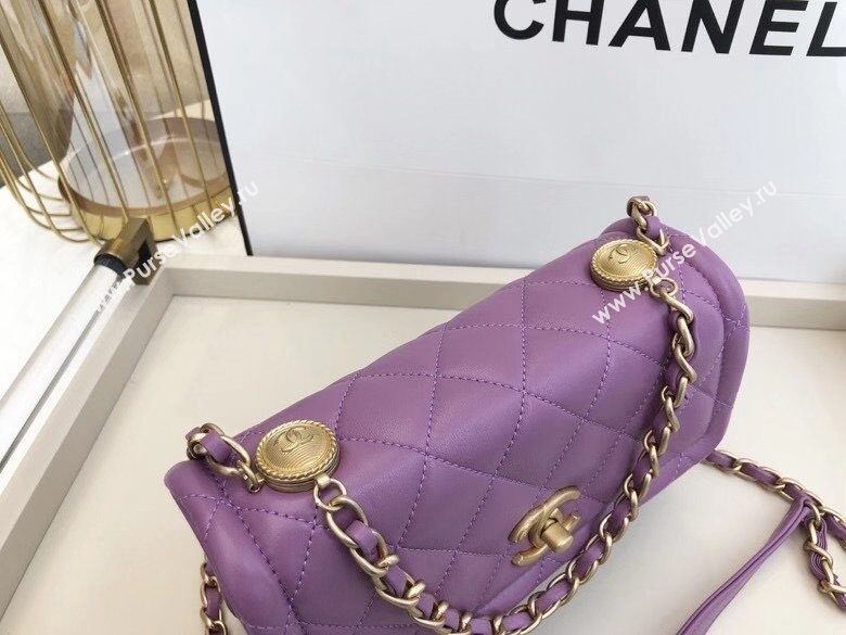 Chanel Quilted Lambskin Medium Flap Bag with Metal Button AS2055 Purple 2020 TOP (SMJD-20112317)