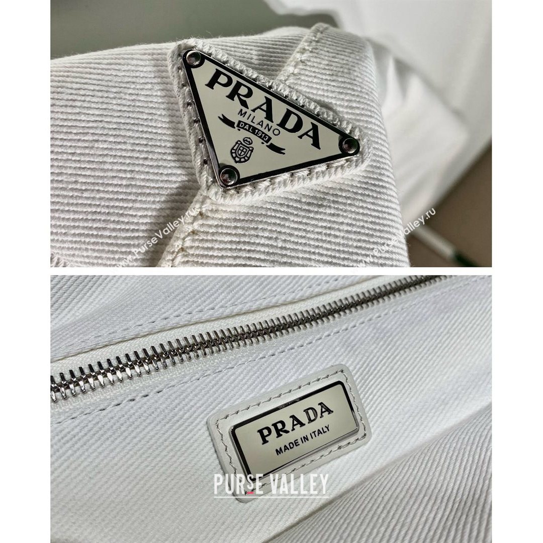 Prada Drill Fabric Tote Bag 2VG081 White 2021 (YZ-21080431)