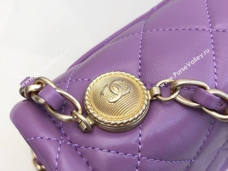 Chanel Quilted Lambskin Medium Flap Bag with Metal Button AS2055 Purple 2020 TOP (SMJD-20112317)