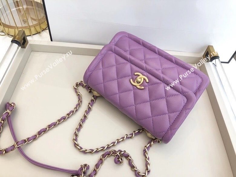 Chanel Quilted Lambskin Medium Flap Bag with Metal Button AS2055 Purple 2020 TOP (SMJD-20112317)