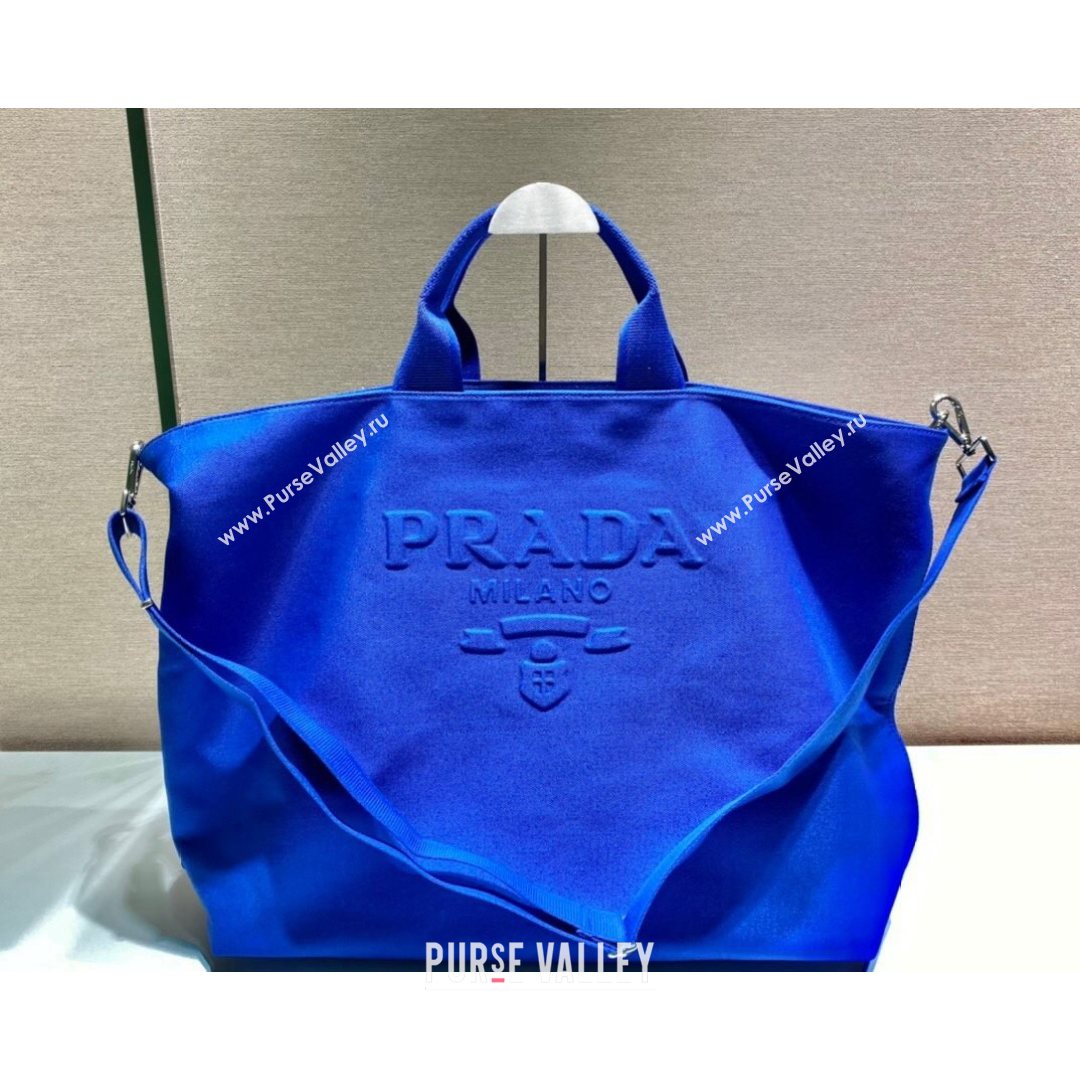 Prada Drill Fabric Tote Bag 2VG081 Blue 2021 (YZ-21080432)