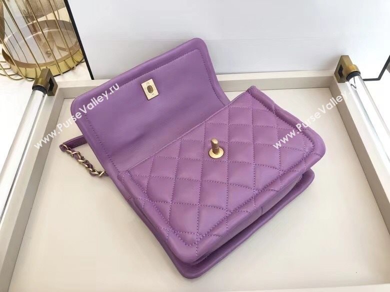 Chanel Quilted Lambskin Medium Flap Bag with Metal Button AS2055 Purple 2020 TOP (SMJD-20112317)
