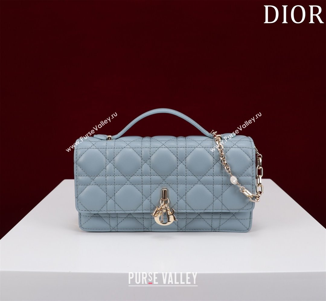 Dior My Dior Mini Bag in Cannage Lambskin 0980 Blue 2024 (DMZ-24050708)