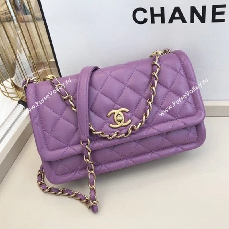 Chanel Quilted Lambskin Large Flap Bag with Metal Button AS2056 Purple 2020 TOP (SMJD-20112322)