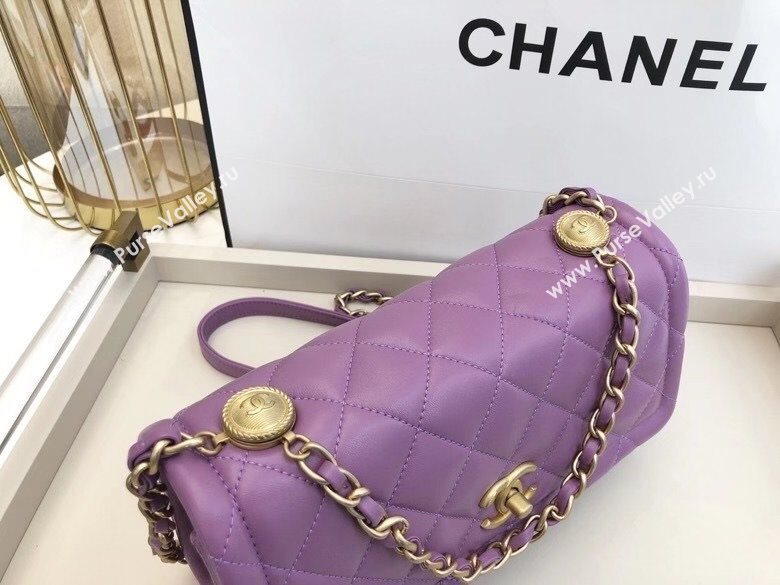 Chanel Quilted Lambskin Large Flap Bag with Metal Button AS2056 Purple 2020 TOP (SMJD-20112322)